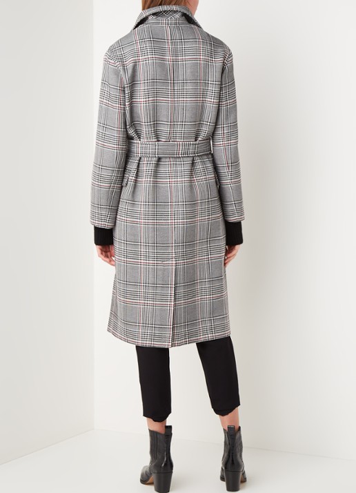 ALLSAINTS Tyla double-breasted trenchcoat met ruitdessin - achterkant grijs
