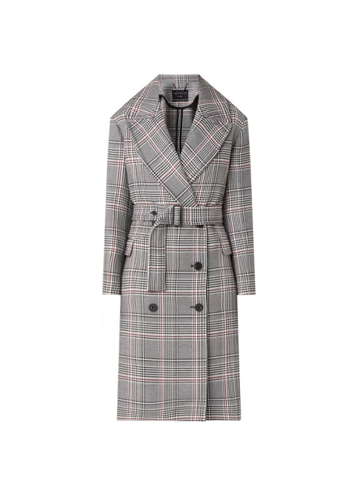 ALLSAINTS Tyla double-breasted trenchcoat met ruitdessin - voorkant 2 grijs