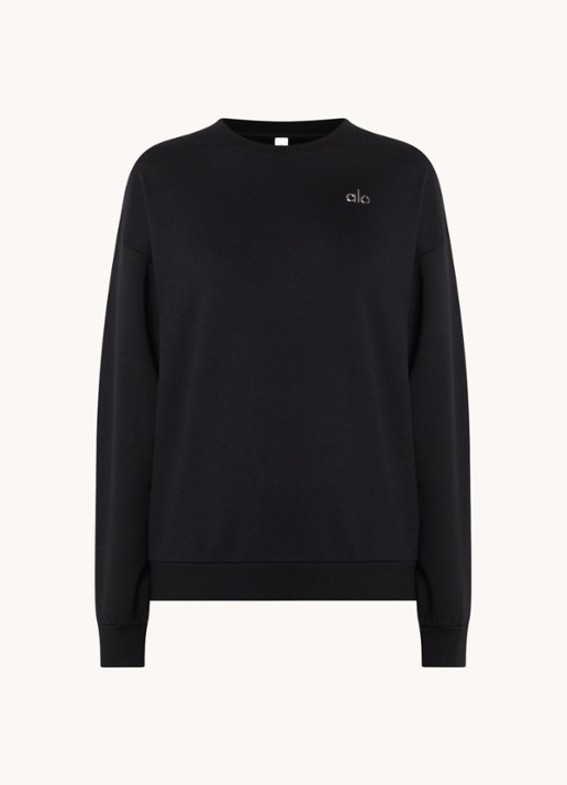 Alo Yoga Accolade sweater met logo - voorkant 2 zwart