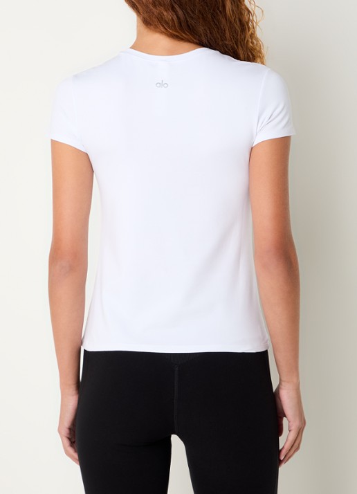Alo Yoga Finesse trainings T-shirt met logo - achterkant wit