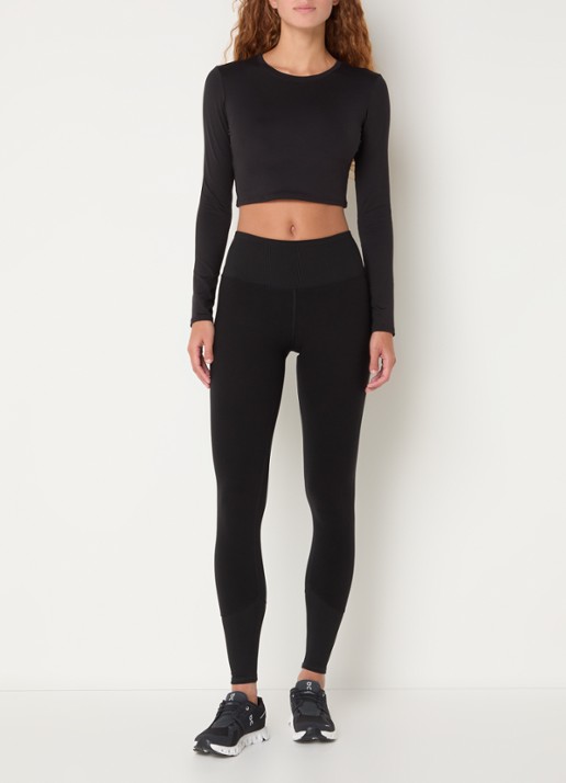 Alo Yoga High waist trainingslegging met logo - voorkant 3 zwart