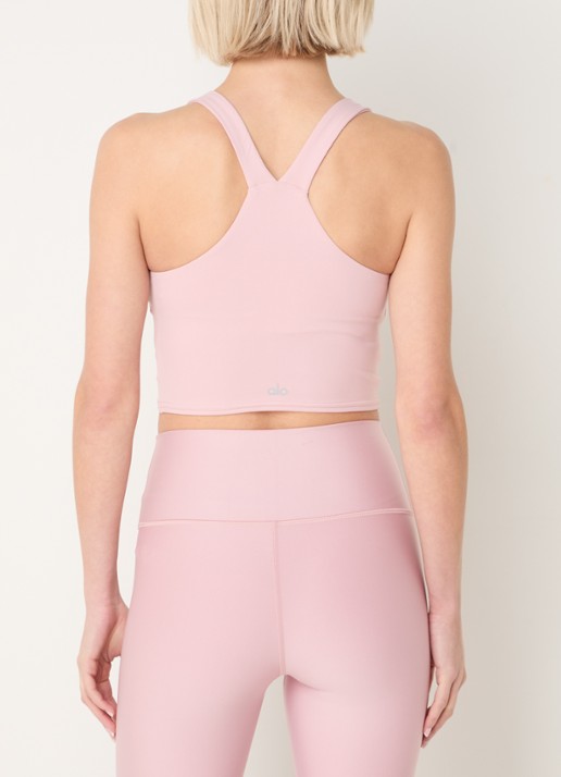 Alo Yoga Real Bra sport bh met medium support - achterkant oudroze
