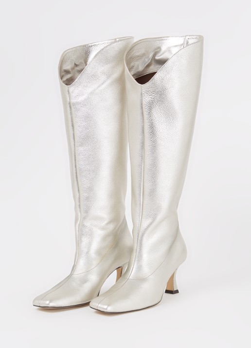 ALOHAS Billy Shimmer laarzen van leer met metallic finish - detail 2 zilver