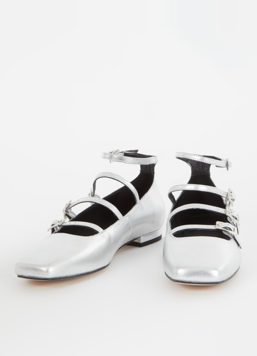 ALOHAS Luke Shimmer ballerina met metallic finish - detail zilver