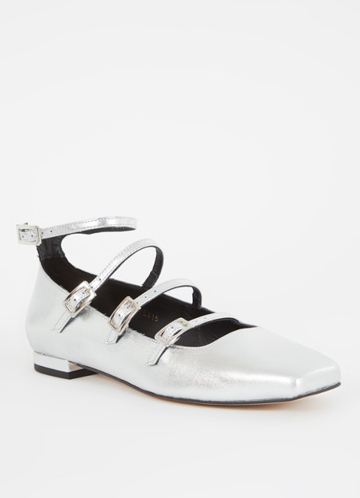 ALOHAS Luke Shimmer ballerina met metallic finish - voorkant 5 zilver
