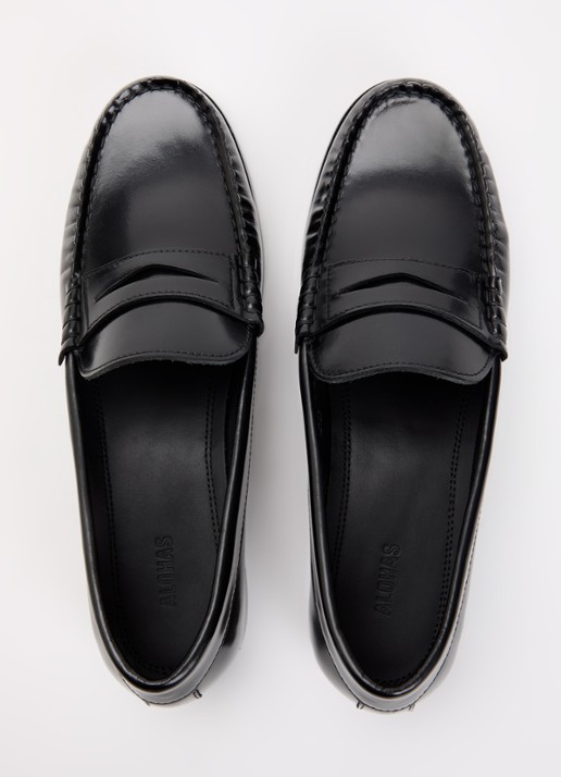 ALOHAS Rivet loafer van leer - detail 4 zwart