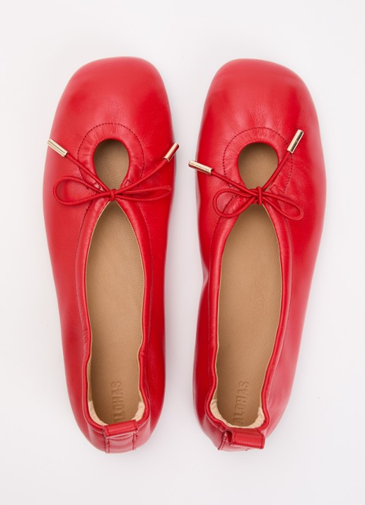 ALOHAS Rosalind ballerina van schapenleer - detail 3 rood