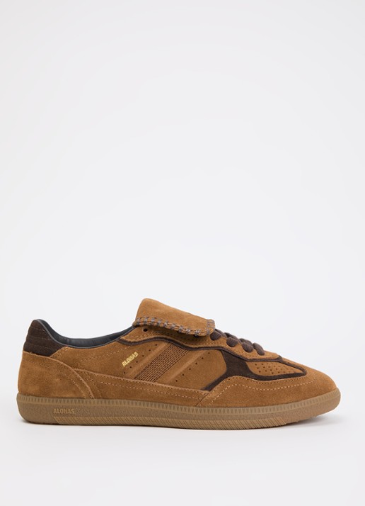 ALOHAS Tb.490 Club sneaker van suède - voorkant cognac