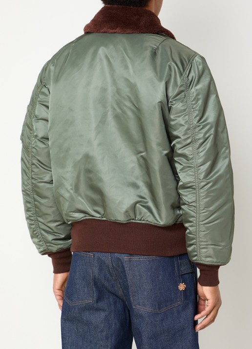 Alpha Industries B-15 Vintage gewatteerd bomberjack met afneembare kraag van imitatiebont - achterkant 4 bronsgroen