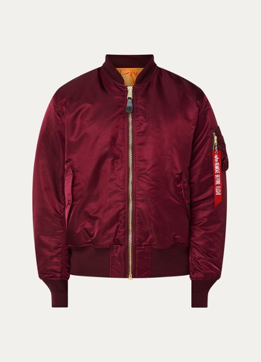 Alpha Industries MA-1 gewatteerd bomberjack met klepzakken - voorkant 2 bordeauxrood