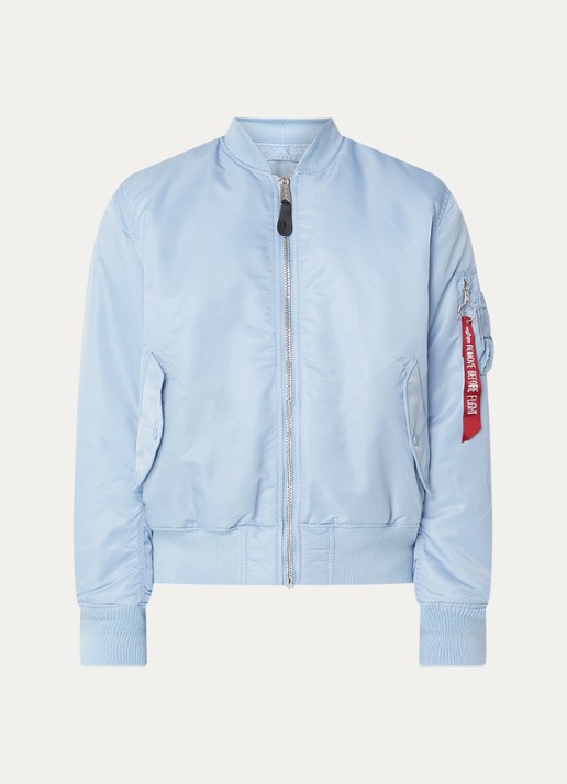 Alpha Industries MA-1 gewatteerd bomberjack met klepzakken - voorkant 2 lichtblauw