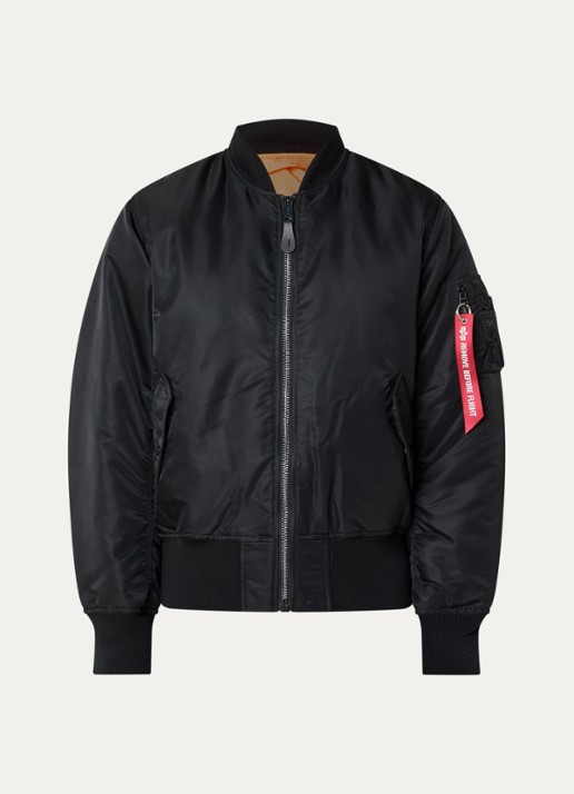 Alpha Studio MA-1 Heritage reversible gewatteerd bomberjack met klepzakken - voorkant 2 zwart