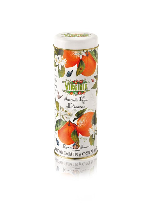 Amaretti Virginia Soft Orange amaretti koekjes in blik 140 gram