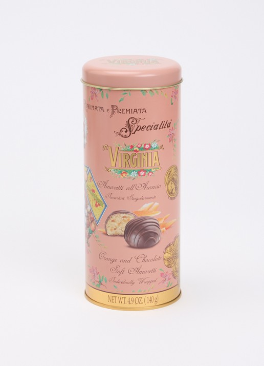 Amaretti Virginia Virginia Sinaasappel en Chocola Amaretti koekjes in blik 140 gram - voorkant 2 undefined