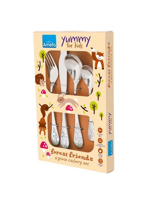 Amefa Forest Friends kinderbestek 4-delig  - detail 3 zilver