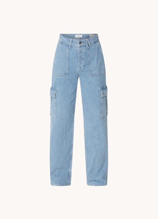 America Today Baltimore high waist straight fit cargobroek van denim - voorkant 3 indigo