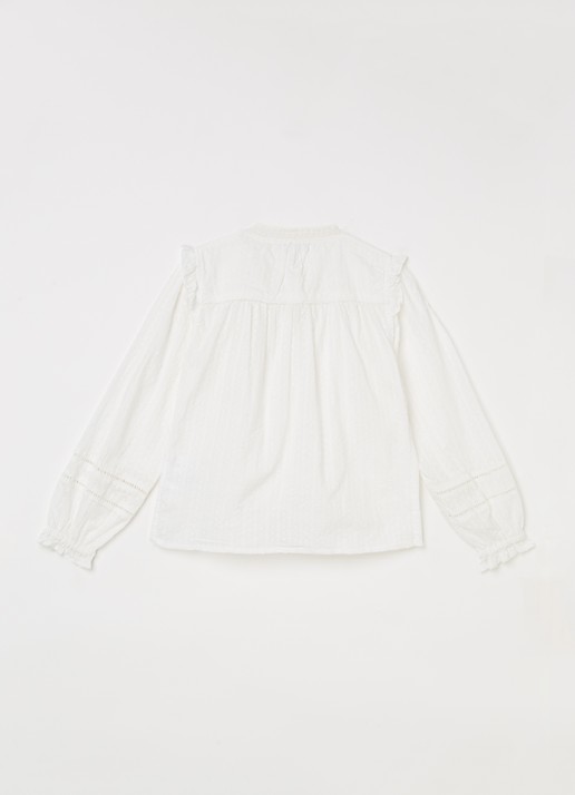 America Today Bowie blouse met structuur - achterkant 3 gebroken wit