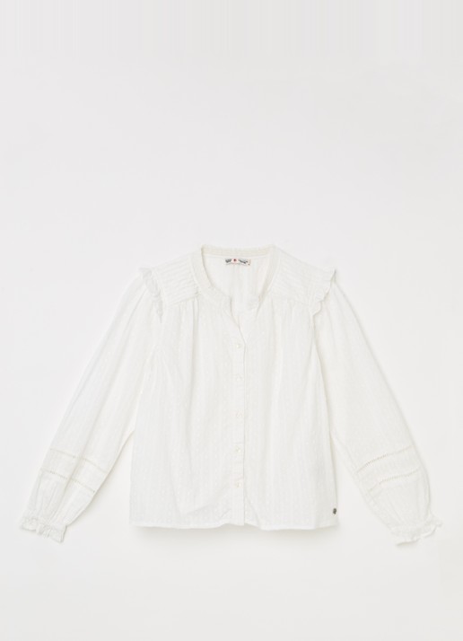 America Today Bowie blouse met structuur - voorkant gebroken wit