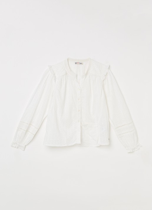 America Today Bowie blouse met structuur - voorkant 2 gebroken wit