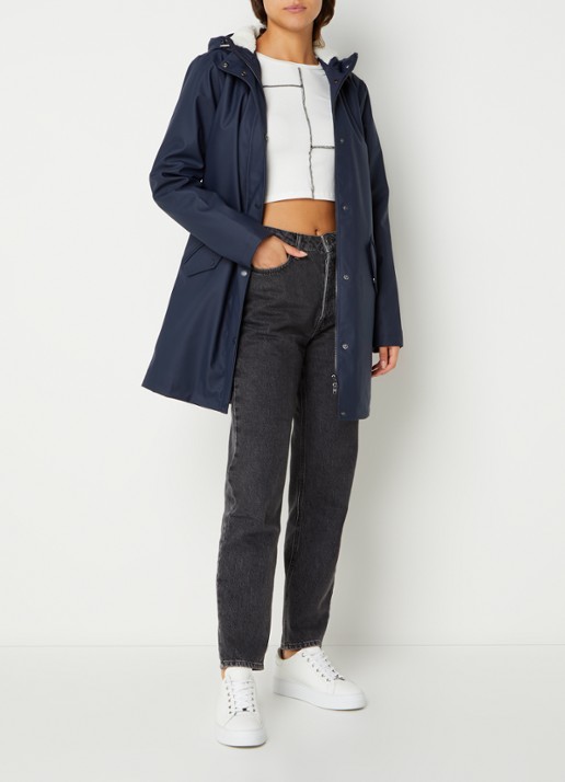 America Today Janice regenjas met teddy voering  - voorkant 3 donkerblauw