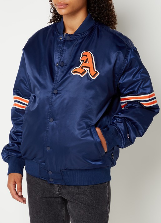 America Today Joel gewatteerd bomberjack met patch - detail 4 donkerblauw