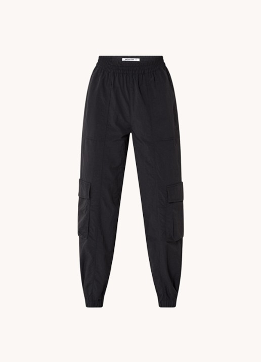 America Today Perry high waist tapered fit cargobroek  - voorkant zwart