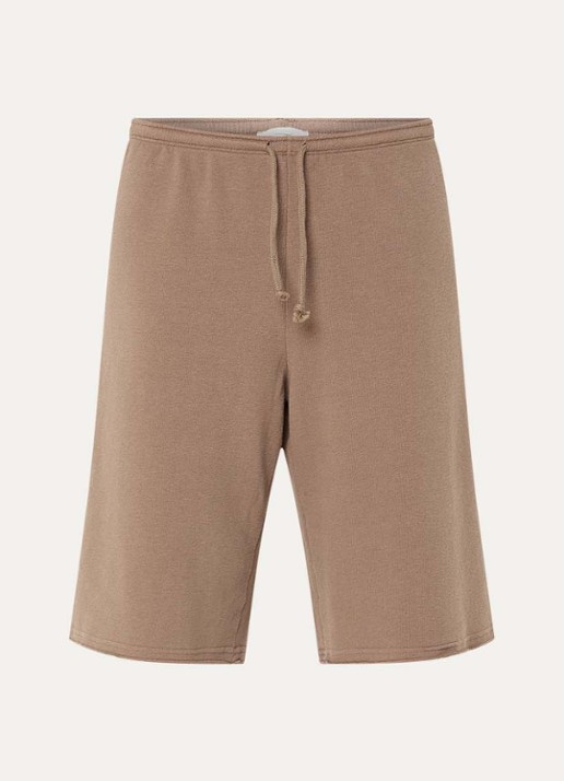 American Vintage Atubay straight fit korte joggingbroek  - voorkant lichtbruin