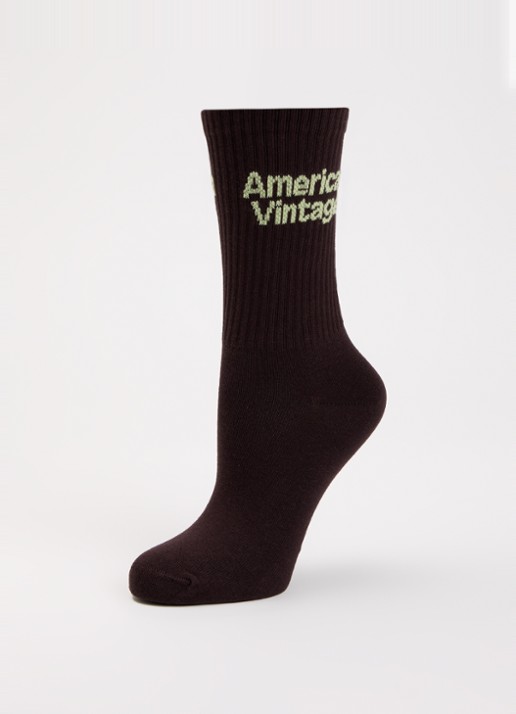 American Vintage Clypsun sokken met logo - detail donkerbruin