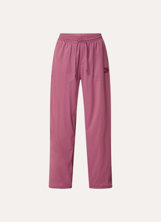 American Vintage Dyffow high waist sport broek met logo en ritszakken - voorkant roze