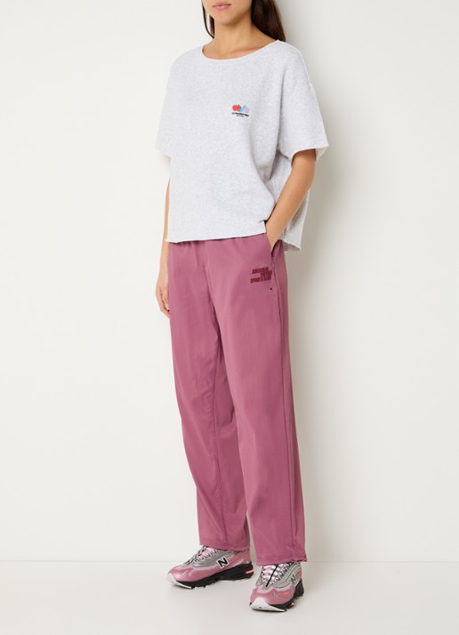 American Vintage Dyffow high waist sport broek met logo en ritszakken - voorkant 2 roze
