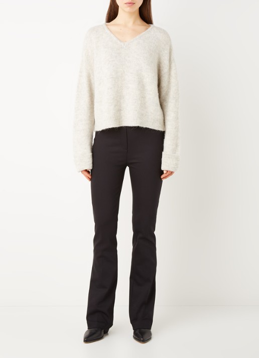 American Vintage East fijngebreide pullover in alpaca wolblend - voorkant 3 beige