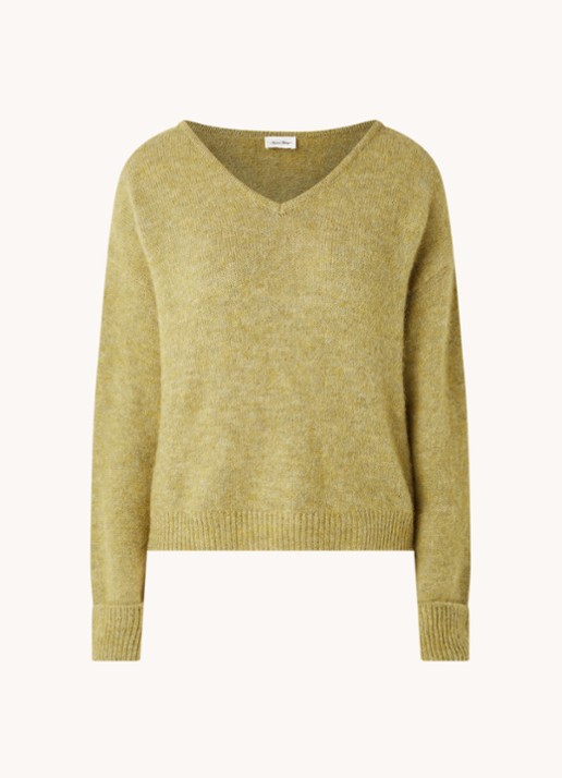 American Vintage East fijngebreide pullover in alpaca wolblend - voorkant 2 mosgroen