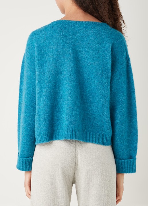 American Vintage East fijngebreide pullover in alpaca wolblend - achterkant 3 zeegroen
