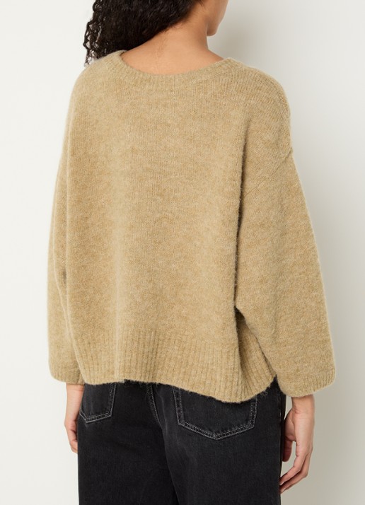 American Vintage East fijngebreide trui in alpaca wolblend - achterkant beige
