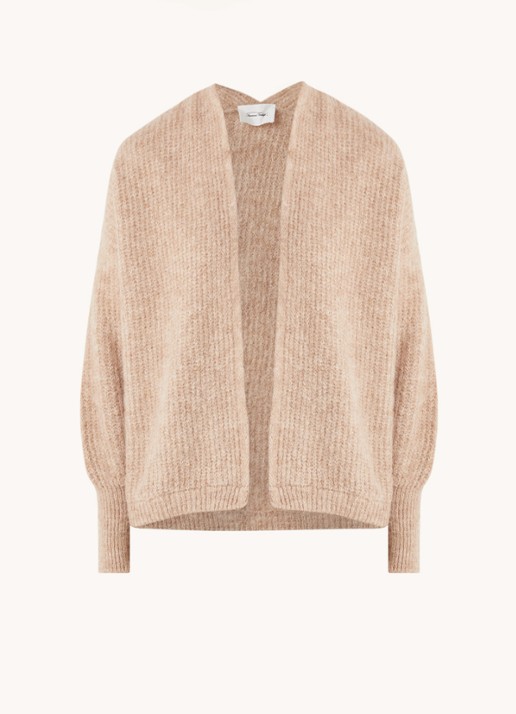 American Vintage East grofgebreid openvallend vest in alpaca wolblend - voorkant lichtbruin