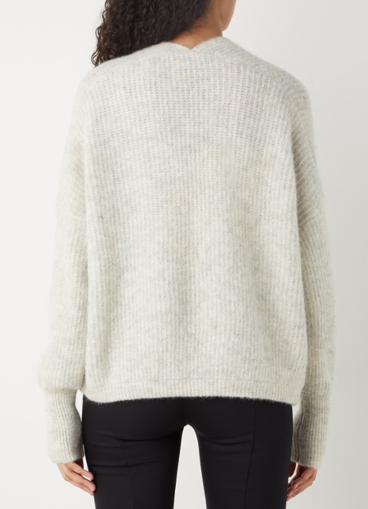 American Vintage East oversized grofgebreid vest in alpaca wolblend - achterkant 2 lichtgrijs