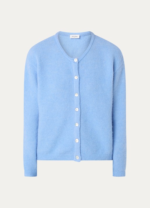 American Vintage Fijngebreid vest in alpaca wolblend - voorkant blauw