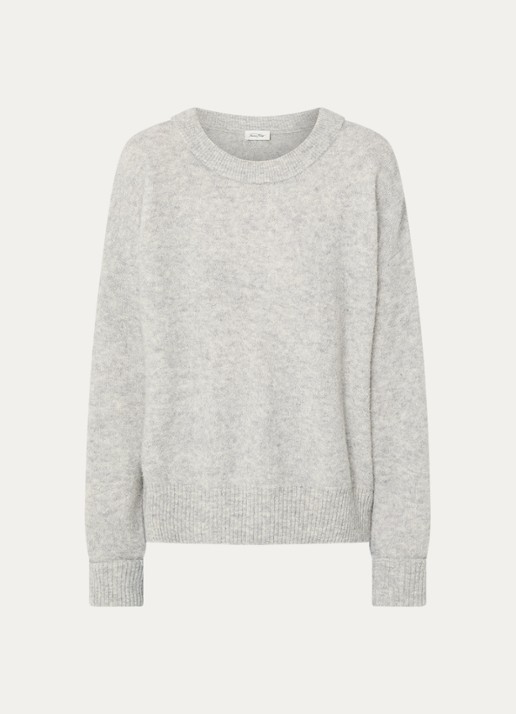 American Vintage Fijngebreide pullover in wolblend - voorkant 3 lichtgrijs