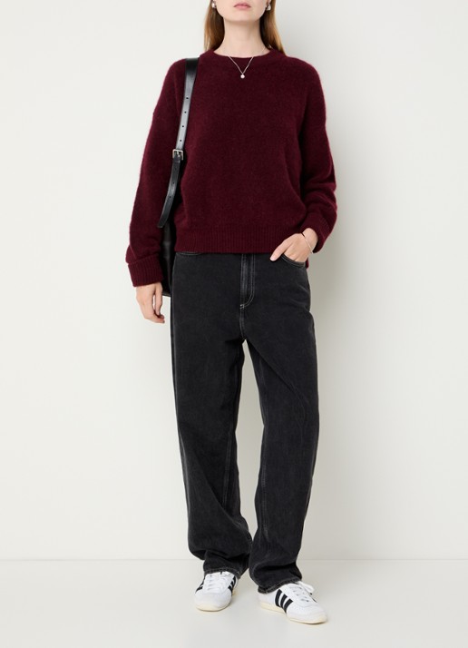 American Vintage Fijngebreide pullover in wolblend - voorkant 2 bordeauxrood