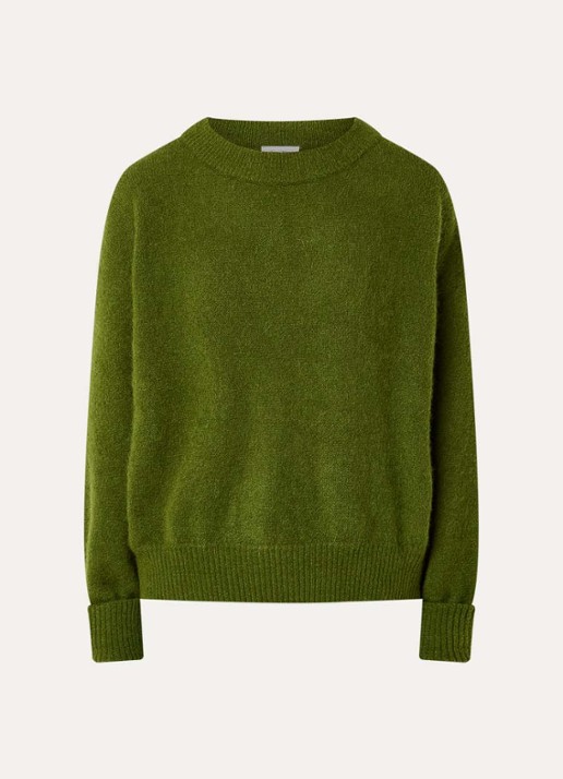 American Vintage Fijngebreide trui in alpaca wolblend - voorkant 3 groen