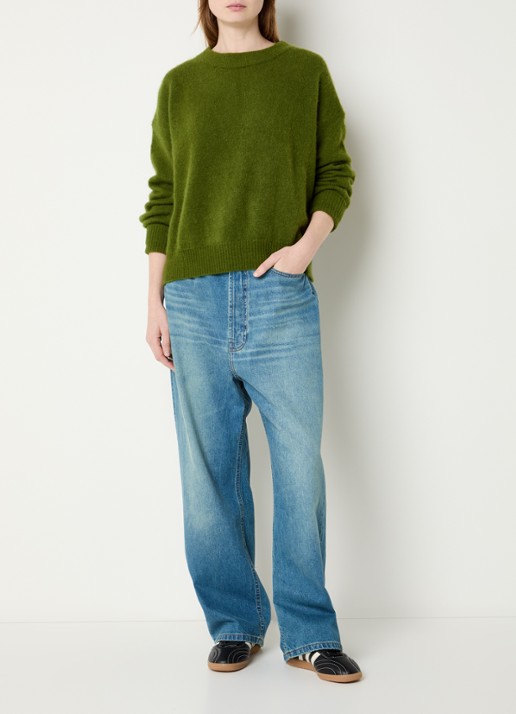 American Vintage Fijngebreide trui in alpaca wolblend - voorkant 4 groen