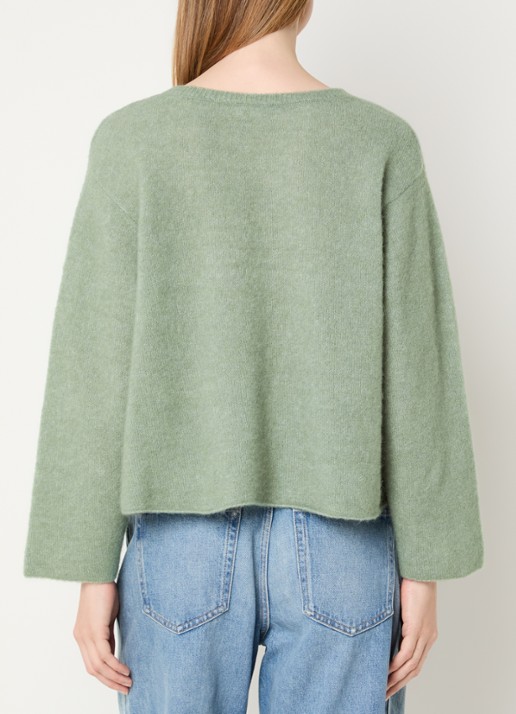 American Vintage Fijngebreide trui in alpaca wolblend - achterkant lindegroen