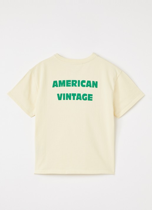 American Vintage Fiz Valley T-shirt met logoprint - voorkant 2 vanillegeel