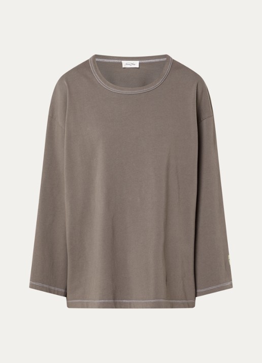 American Vintage Fizvalley long sleeve met ronde hals - voorkant lichtbruin
