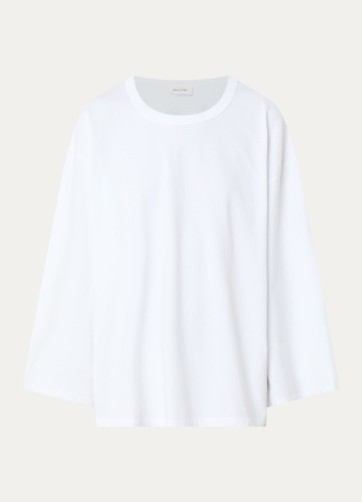 American Vintage Fizvalley oversized longsleeve met ronde hals - voorkant 2 wit