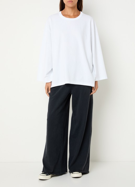 American Vintage Fizvalley oversized longsleeve met ronde hals - voorkant 3 wit
