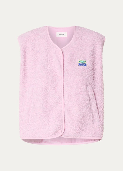 American Vintage Gilet van teddy met ritszakken - voorkant 2 roze