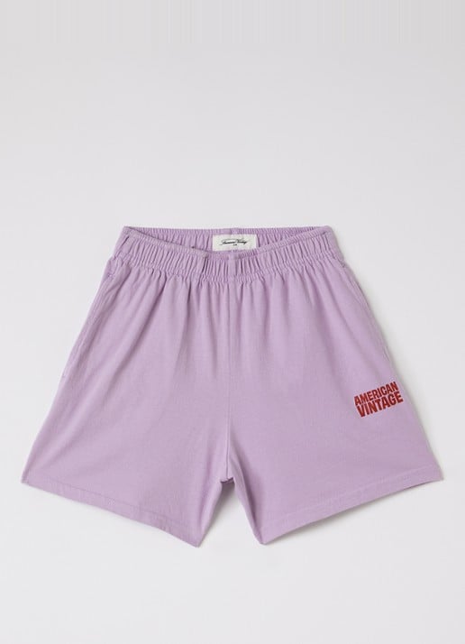 American Vintage Gixy loose fit korte broek met logo  - voorkant paars
