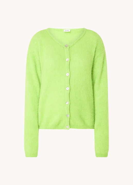 American Vintage Grofgebreid vest in alpaca wolblend - voorkant 2 neongroen