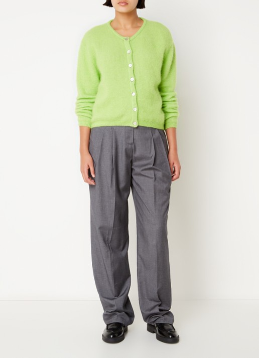 American Vintage Grofgebreid vest in alpaca wolblend - voorkant 3 neongroen